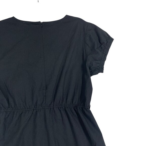 simple  cotton short sleeve black dress elastic wait sz LG San Francisco - Picture 13 of 16